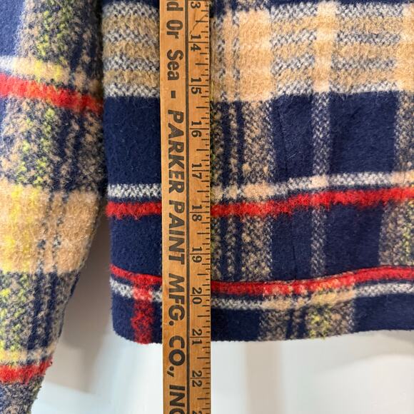 Levi's Women's Wool Trucker Jacket Plaid Red Blue Sherpa Snap Small - Picture 7 of 9